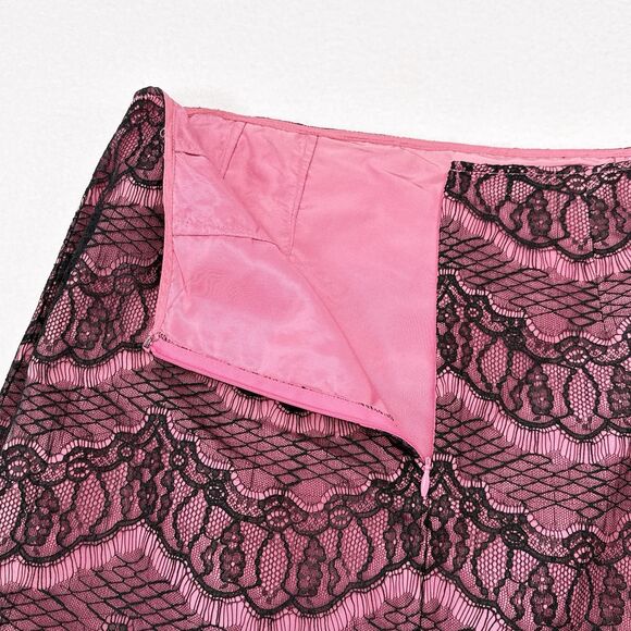 Rickie Freeman Teri Jon Skirt Size 12 Pink Silk Lace Whimsigoth Goth Fairycore - Picture 5 of 9